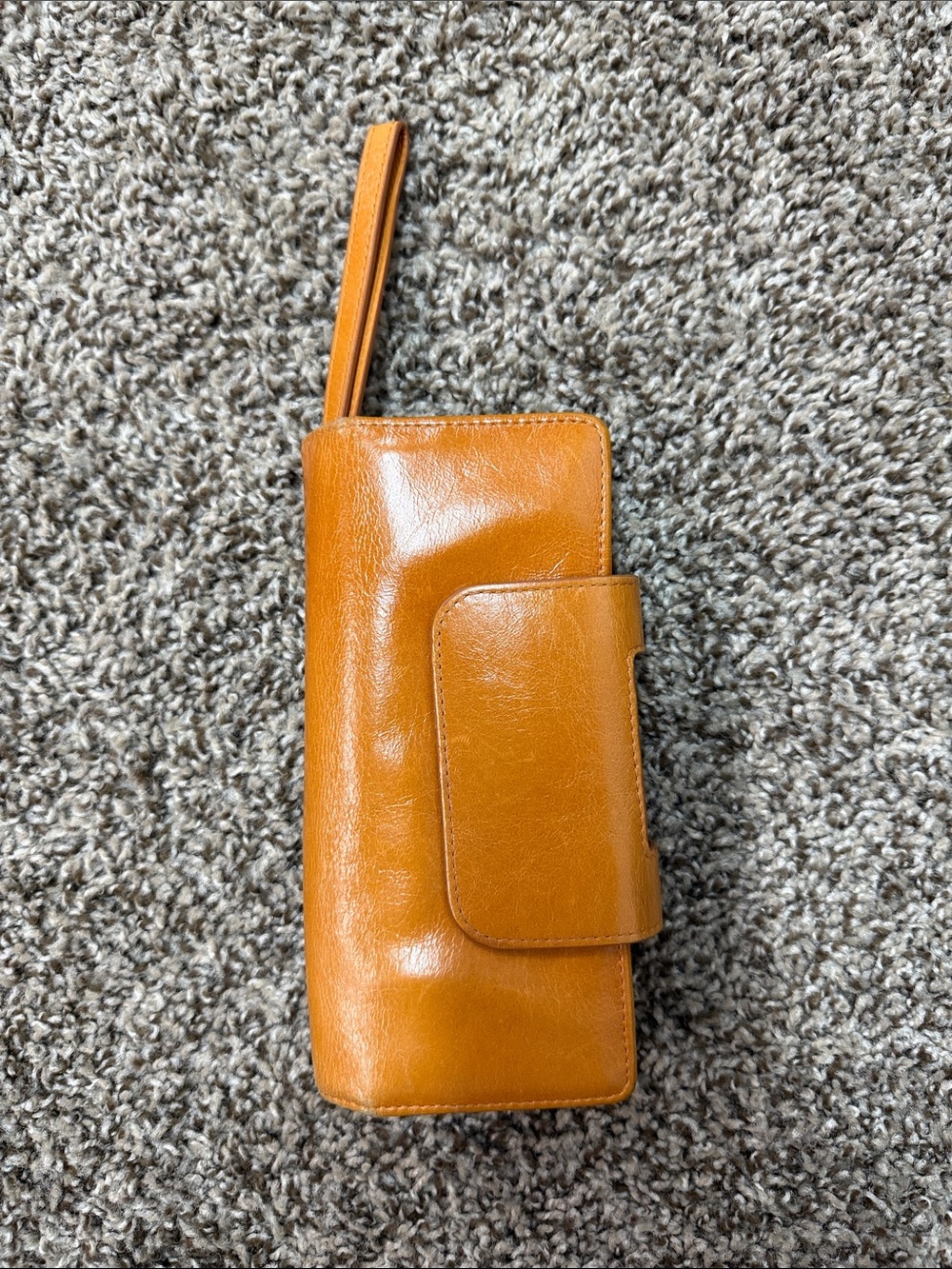 HOBO Cognac Leather Wristlet Wallet